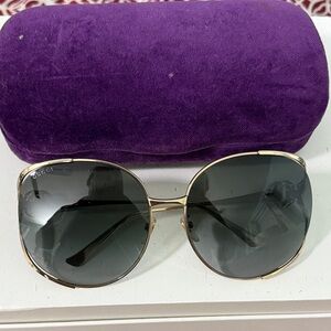 Gucci Gold Frame Sunglasses with Black Lenses